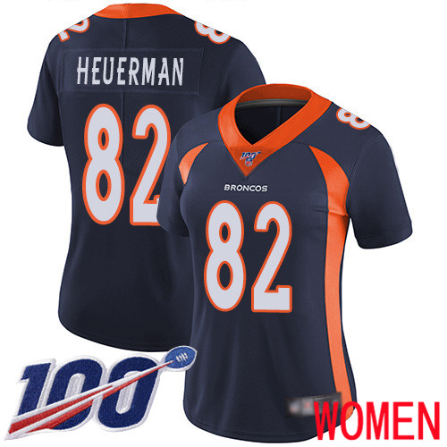 Women Denver Broncos #82 Jeff Heuerman Navy Blue Alternate Vapor Untouchable Limited Player 100th Season Football NFL Jersey